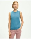 Brooks Brothers Twinset Shell In Merino Wool Sweater In Blue Heather