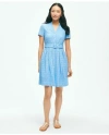 Brooks Brothers Eyelet Belted Shirt Dress In Cotton | Bright Blue | Size 4