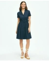 Brooks Brothers Eyelet Belted Shirt Dress In Cotton | Navy | Size 4