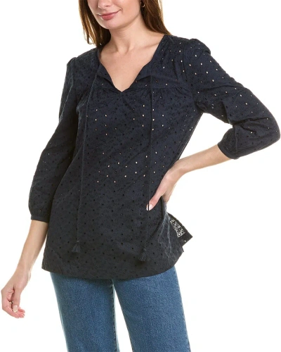 Brooks Brothers Eyelet Blouse In Blue