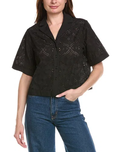 Brooks Brothers Eyelet Blouse In Black