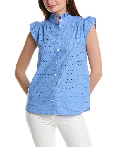Brooks Brothers Eyelet Blouse In Blue