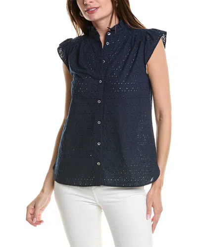 Brooks Brothers Eyelet Blouse In Blue