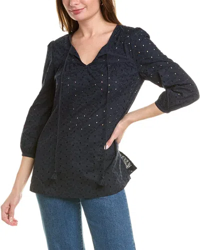 Brooks Brothers Eyelet Blouse In Blue