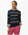 Brooks Brothers Fair Isle Sweater In Jersey Cotton In Navy