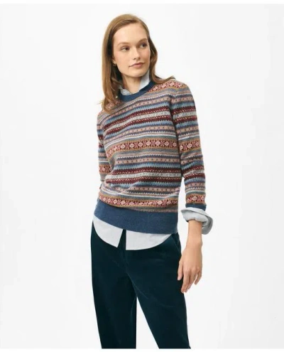 Brooks Brothers Fair Isle Sweater In Merino Wool In Blue