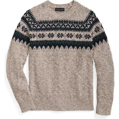 Brooks Brothers Cotton Fair Isle Sweater In Neutral