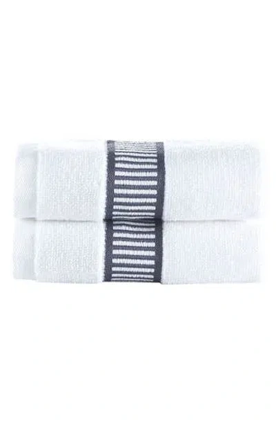 Brooks Brothers Fancy Border 2-pack Turkish Cotton Bath Towels In Anthracite