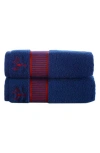 Brooks Brothers Fancy Border 2-pack Turkish Cotton Hand Towels In Navy