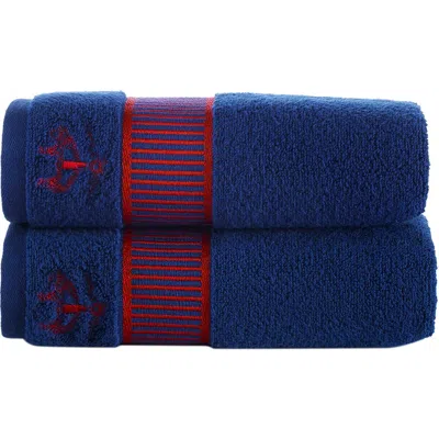 Brooks Brothers Fancy Border 2-pack Turkish Cotton Washcloths In Blue