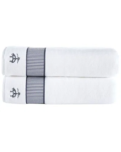 Brooks Brothers Fancy Border 2pc Bath Sheets In Silver