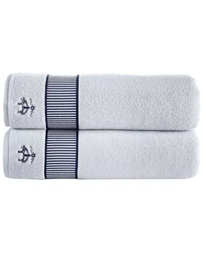 BROOKS BROTHERS BROOKS BROTHERS FANCY BORDER 2PC BATH SHEETS