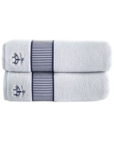 Brooks Brothers Fancy Border 2pc Bath Towels In Silver