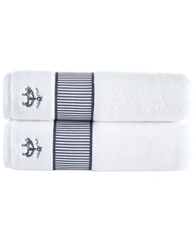 BROOKS BROTHERS BROOKS BROTHERS FANCY BORDER 2PC BATH TOWELS