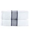 Brooks Brothers Fancy Border 2pc Wash Towels In Silver