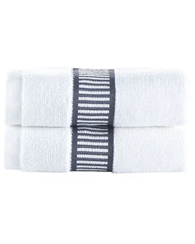 Brooks Brothers Fancy Border 2pc Wash Towels In Silver