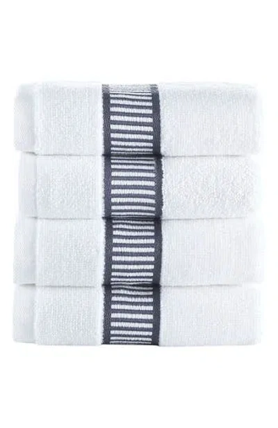 Brooks Brothers Fancy Border 4-pack Turkish Cotton Washcloths In Gray