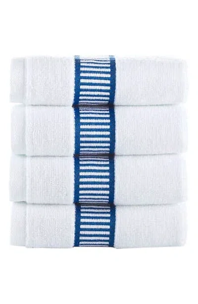 Brooks Brothers Fancy Border 4-pack Turkish Cotton Washcloths In Blue