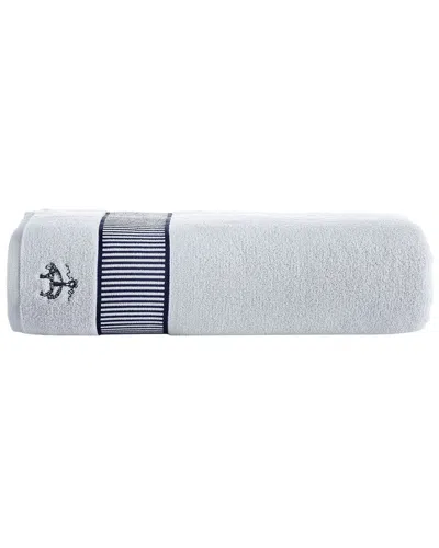 Brooks Brothers Fancy Border Bath Towel Silver In Animal Print