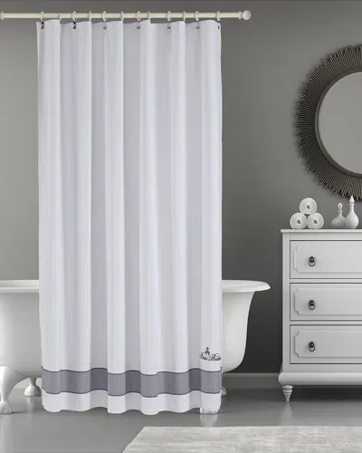 Brooks Brothers Fancy Border Shower Curtain In Silver