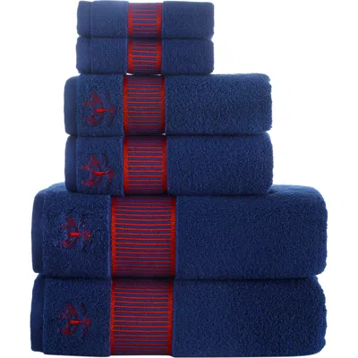 Brooks Brothers Fancy Border Turkish Cotton 6-piece Towel Set In Blue