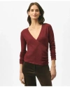 Brooks Brothers Faux Wrap Sweater In Silk Blend In Dark Red