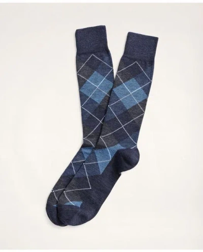 Brooks Brothers Feeder Stripe Argyle Crew Socks | Blue