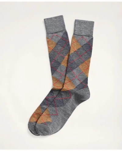 Brooks Brothers Feeder Stripe Argyle Crew Socks | Grey In Gray