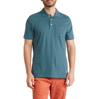 Brooks Brothers Feeder Stripe Cotton Polo In Green/navy