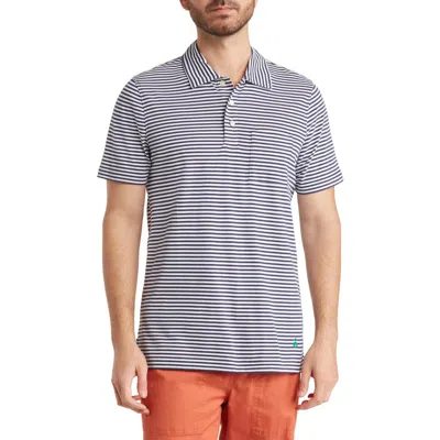 Brooks Brothers Feeder Stripe Polo In Navy/white