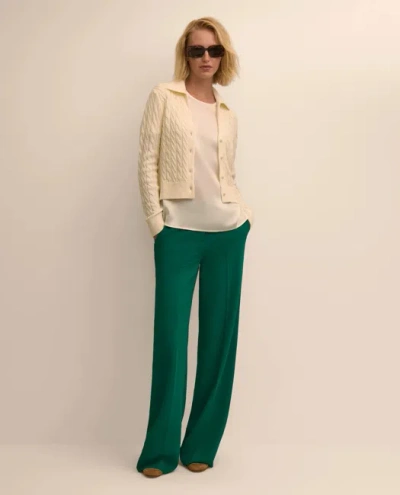 Brooks Brothers Fine Crepe Wide-leg Pant In Green