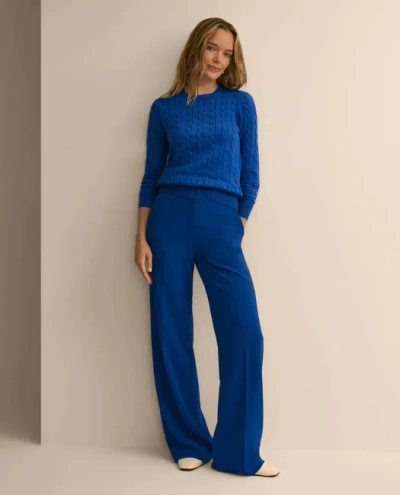 Brooks Brothers Fine Crepe Wide-leg Pant In Blue
