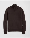 Brooks Brothers Fine Merino Wool Half-zip Sweater In Brown