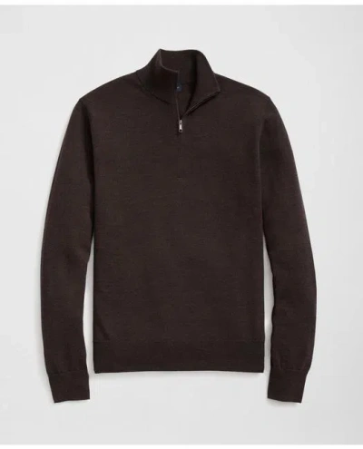 Brooks Brothers Fine Merino Wool Half-zip Sweater In Brown