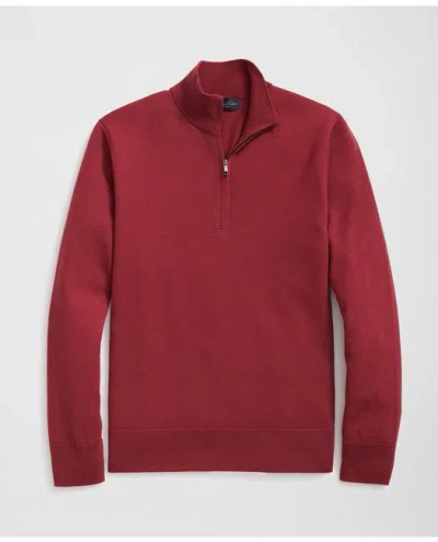 Brooks Brothers Fine Merino Wool Half-zip Sweater In Red