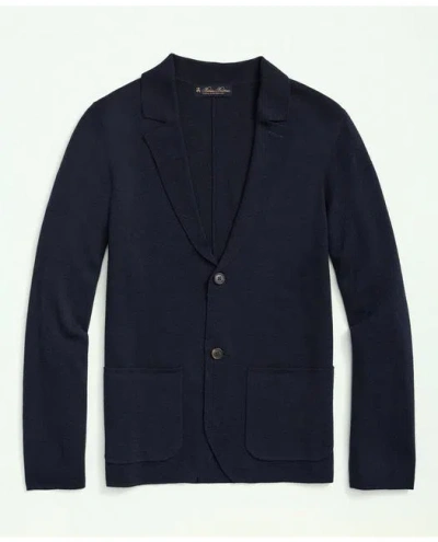 Brooks Brothers Fine Merino Wool Sweater Blazer In Navy