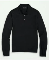 Brooks Brothers Fine Merino Wool Sweater Polo In Black