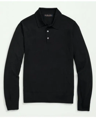 Brooks Brothers Fine Merino Wool Sweater Polo In Black