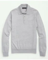 Brooks Brothers Fine Merino Wool Sweater Polo In Light Grey Heather
