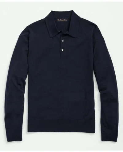 Brooks Brothers Fine Merino Wool Sweater Polo In Navy
