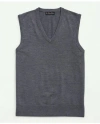Brooks Brothers Fine Merino Wool Sweater Vest In Grey Heather