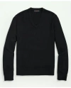 Brooks Brothers Fine Merino Wool V-neck Sweater In Black