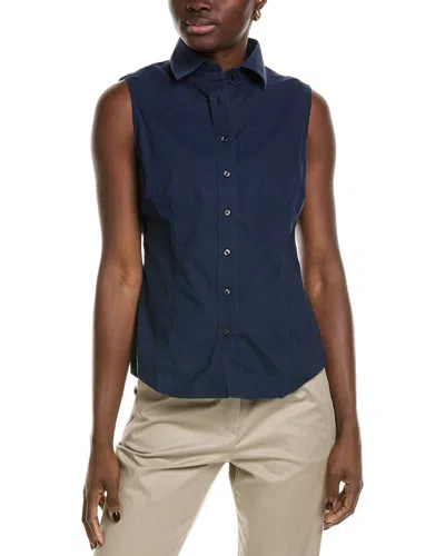 Brooks Brothers Fitted Non-iron Stretch Supima Cotton Sleeveless Dress Shirt In Navy