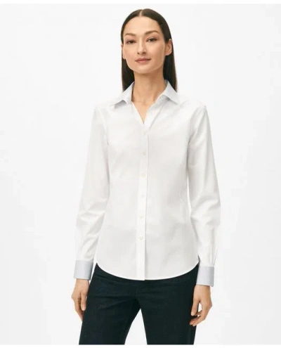 Brooks Brothers Fitted Contrast Collar & Cuff Shirt In Stretch Supima Cotton In White