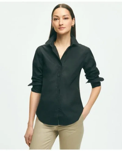 Brooks Brothers Fitted Non-iron Stretch Supima Cotton Dress Shirt In Black