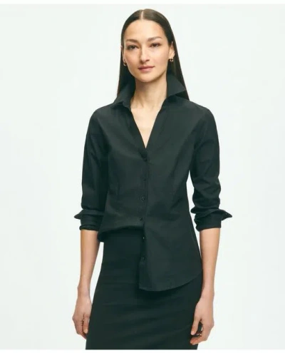 Brooks Brothers Fitted Non-iron Stretch Supima Cotton Dress Shirt In Black