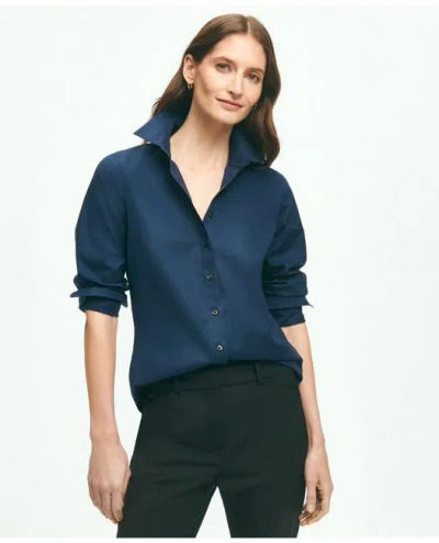 Brooks Brothers Fitted Non-iron Stretch Supima Cotton Dress Shirt In Navy