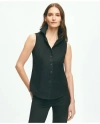 Brooks Brothers Fitted Non-iron Stretch Supima Cotton Sleeveless Dress Shirt In Black