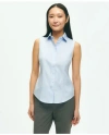 Brooks Brothers Fitted Non-iron Stretch Supima Cotton Sleeveless Dress Shirt In Light Blue