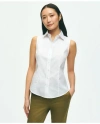 Brooks Brothers Fitted Non-iron Stretch Supima Cotton Sleeveless Dress Shirt In White